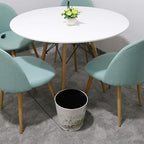 Wastebasket, British Style PU Leather Round Decorative Trash Bin Garbage Can Wastebasket Without Lid for Living Room Home Office - Plants and Butterfly