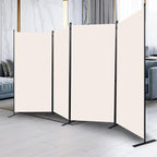 Room Divider, 4 Panel Folding Privacy Screens with Wider Support Feet, 6 Ft Portable Room Partition for Room Separator, 136" W X 71" H, Beige