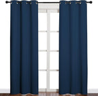 NICETOWN 84 inches Blackout Curtains for Office and Theater, Thermal Insulated Solid Grommet Drapes for Living Room (Moroccan Blue, 1 Pair, 42 inches Wide)