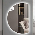 Half Moon LED Bathroom Mirror,Frameless Backlit Wall Mirror, Anti-Fog Smart Vanity Mirror,3 Colors Lights Dimmable Brightness and Time,Touch Switch (Left Semicircle, 100 * 70)