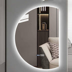 Half Moon LED Bathroom Mirror,Frameless Backlit Wall Mirror, Anti-Fog Smart Vanity Mirror,3 Colors Lights Dimmable Brightness and Time,Touch Switch (Left Semicircle, 100 * 70)