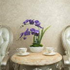 Large Artificial Potted Orchid Plant, Silk Flower Arrangement with Ceramics Vase, Purple