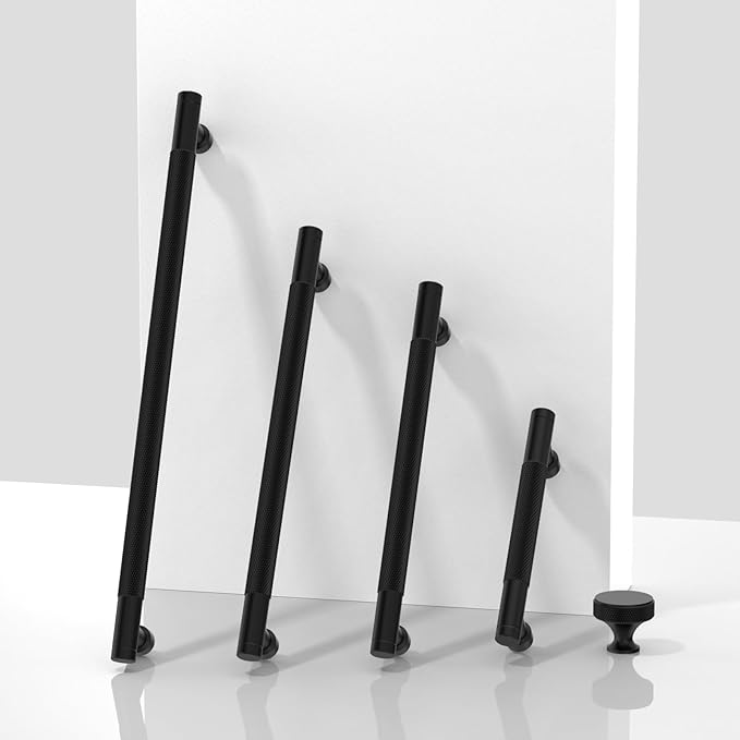 10 Pack Matte Black Knurled Cabinet Pulls 5 Inch(128mm) Kitchen Cabinet Handles Solid Zinc Alloy Cabinet Hardware Drawer Pulls