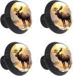 4 Pack Drawer Knobs Pulls Moose Sunset Crystal Glass Round Knobs Pulls Handles for Cabinets Dressers Kitchen Bathroom - Cupboards Wardrobes Hardware Furniture Knobs