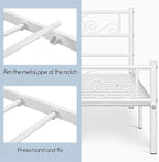 Yaheetech Twin Bed Frames Metal Platform Bed with Headboard and Footboard No Box Spring Needed Easy Assembly,Under-Bed Space: 12.6''/White/Twin Bed