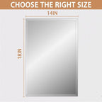 Frameless Mirror for Bathroom Vanity,14x18in Wall Mounted Mirrors for Over Sink Decorative Rectangular Frameless Mirror,With Polished Edge,Hangs Horizontally Or Vertically,Entryways,Room,Shatterproof