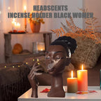 Sophisticated and Elegant Headscents-Head Incense Burner - Black Woman Smoking Head Incense Burner Design Calming Room Waterfall Decor and Unique Home Gift,Desk Decor (A)