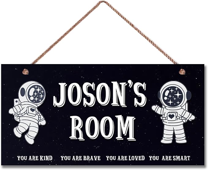Personalized Signs Astronaut Sign Wall Art Decoration Exquisite Decorative Signs Custom Name for Children Baby Bedroom Kids Room Wall Art Decor Outer Space Themed Nursery Decor For Girls Boys Room
