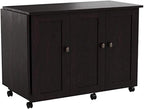 Sauder Miscellaneous Storage Easy Rolling Sewing and Craft Table/Cart/ Pantry cabinets, Cinnamon Cherry finish