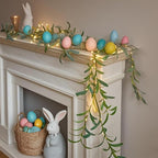 Hairui Lighted Artificial Olive Garland 6FT 96 LED Fairy Lights Battery Operated, Faux Vine Lights with Timer for Spring Christmas Holiday Fireplace Décor
