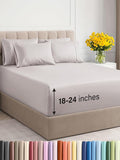 Extra Deep Queen Sheet Set - 6 Piece Breathable & Cooling Sheets - Hotel Luxury Bed Sheets Set - Easy & Secure Fit - Soft, Wrinkle Free & Comfy Sheets Set - Light Grey Sheet Set w/Extra Deep Pockets