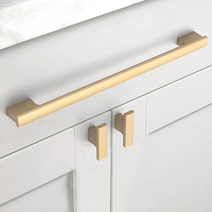 Asidrama 10 Pack 10 Inch(254mm) Brushed Gold Cabinet pulls Kitchen Cabinet Handles, Cabinet Pulls Gold Kitchen Cabinet Hardware for Cupboard Drawer Pulls