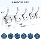 TICONN Wall Mounted Coat Rack, Five Heavy Duty Tri Hooks All Metal Construction for Jacket Coat Hat in Mudroom Entryway (Chrome, 1-Pack)