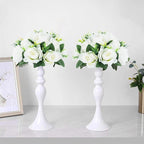 10Pcs Artificial Flower Ball Arrangement, 9.5" 15 Heads Wedding Roses Bouquet with Base Suitable for Parties Valentine's Day Wedding Centerpieces Flower Rack and Home Decor (White)