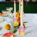 Vixdonos Taper Glass Candlestick Holders Tealight Candle Holders for Table Centerpieces, Wedding Decor and Dinner Party (6 Pcs, Purple-Pink-Yellow)