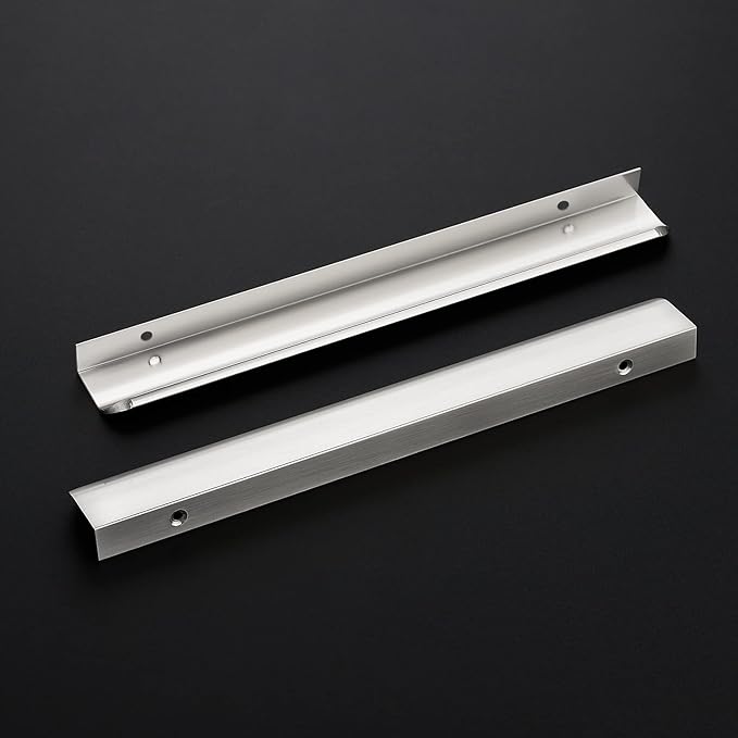 Ravinte Hardware 10 Pack Silver Cabinet Handles, 11.8 Inch (300mm) Finger Edge Pulls, 8.8 Inch Hole Center, Finger Pulls for Cabinets