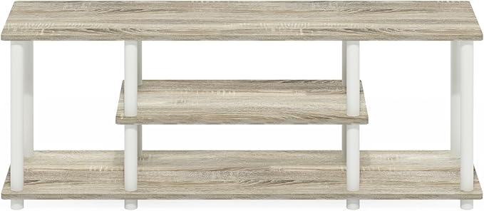 Furinno Turn-N-Tube No Tools 3D 3-Tier Entertainment TV Stand up to 50 inch TV, Round Tubes, Oak