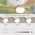 Sofucor 52 Inch Ceiling Fans with Lights, Solid Wood Ceiling Fan with Light Remote Control, Flush Mount Indoor/Outdoor Ceiling Fans, Reversible DC Motor, 3 Blade Ceiling Fan Light for Bedroom Patio