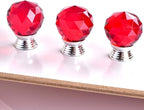 12 Pcs 30mm Round Shape Crystal Glass Cabinet Knobs with Screws Drawer Knob Pull Handle Used for Kitchen, Dresser, Door, Cupboard(Red)
