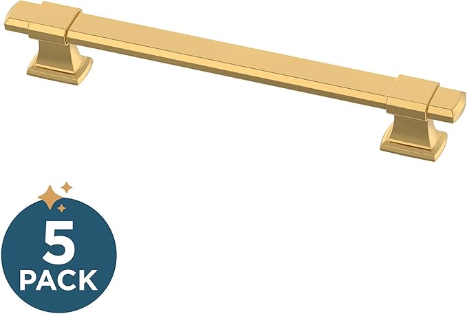 Franklin Brass Adjusta-Pull (5-Pack) Adjustable Drawer Pulls | Fits 1-3/8 to 6-5/16 Inch Hole Centers | Modern Gold Cabinet Handles| Chamfered Edge P49107-117-B