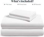 LuxClub King Size Sheets Set, 100% Rayon Derived from Bamboo Cooling Sheets, Breathable & Soft Deep Pocket Up to 16", Hotel Luxury Silky Sheets King Size, White