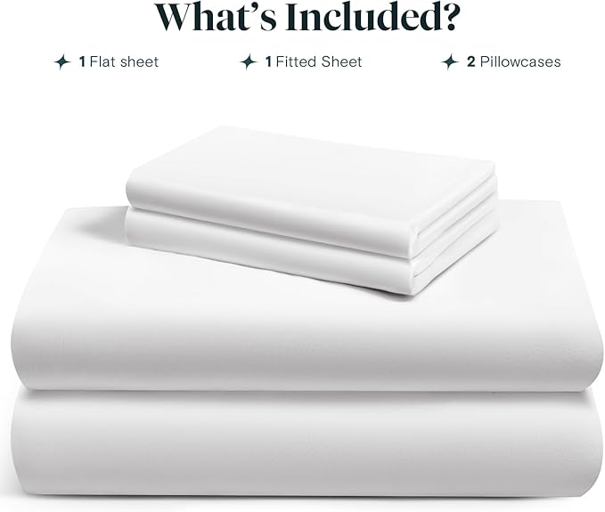 LuxClub Queen Sheet Set, 100% Viscose Derived from Bamboo Cooling Sheets, Breathable & Soft Deep Pocket Up to 16", Hotel Luxury Silky Sheets Queen Size, White