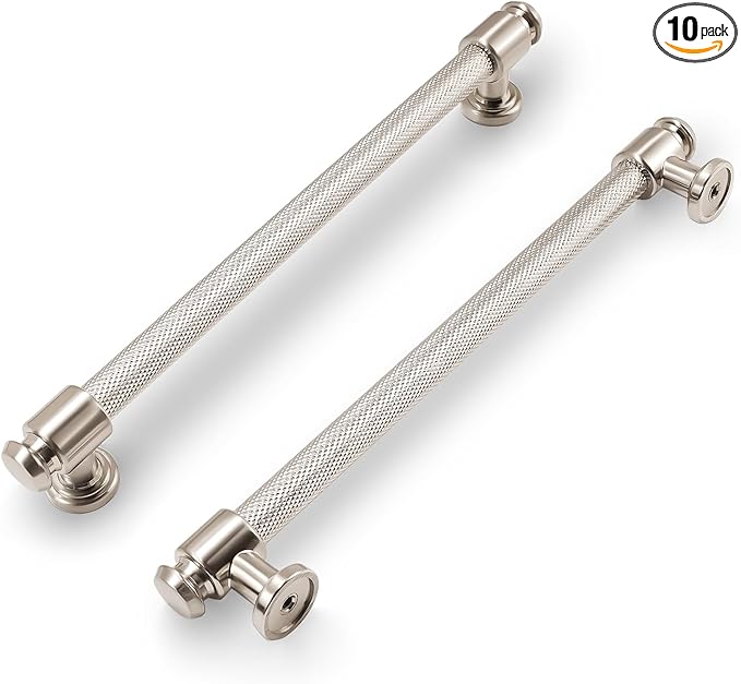 10 Pack 7-1/2 inch(192mm) Brushed Satin Nickel Kitchen Cabinet Handles Knurled Cabinet Pulls Silver Drawer Pulls Kitchen Cabinet Hardware