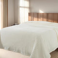 Cuddly Twin Size Blanket, Fluffy Fleece, Warm & Soft with Striped Pattern, 66x90 Inches, Cream