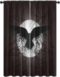 Cool Raven Print Curtains for Bedroom - Vintage Nordic Viking Theme Dead Tree Crow Full Moon Window Treatment,Energy Saving Thermal Insulated Rod Pocket Bedroom Blackout Curtains 2 Panels 84L x 26W