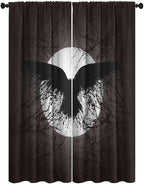 Cool Raven Print Curtains for Bedroom - Vintage Nordic Viking Theme Dead Tree Crow Full Moon Window Treatment,Energy Saving Thermal Insulated Rod Pocket Bedroom Blackout Curtains 2 Panels 84L x 26W