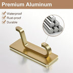 pickpiff Self Adhesive Hooks, Extra Sticky 10LB (Max), Heavy Duty Stainless, Stick On Wall and Door Hooks for Hanging, Bathroom Towel Hooks and Coat Hooks, Robe Hook Wall Mounted, Gold, 4 Pack
