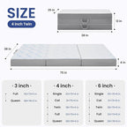 Foldable Mattress Twin 4 inch -Portable White Memory Foam Folding Matress with Washable Cover for Camping Travel Guest Room Home Use-Non-Slip&Easy Storage