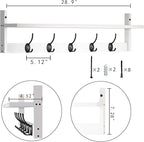 AMBIRD Wall Hooks with Shelf | Entryway Hanging Wood Coat Hooks | Wall-Mounted Rack with 5 Dual Hooks | Bathroom, Living Room, Bedroom (Modern).