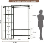 Wardrobe Closet, Portable Clothing Rack for Hanging Clothes, Free Standing Closet Organizers and Storage System with 4 Tiers Shelves for Cloakroom Bedroom, Black