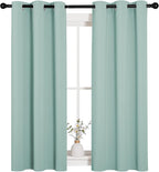 NICETOWN Window Curtain Panels, Thermal Insulated Solid Grommet Blackout Draperies/Drapes for Loft, Dorm (Aqua, One Pair, 34 by 54-inch)