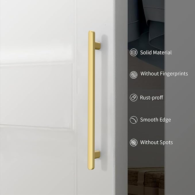 10 Pack 7.5 Inch(192mm) Kitchen Cabinet Handles Brushed Gold Cabinet Pulls Kitchen Cabinet Hardware Drawer Pulls for Cupboard Wardrobe