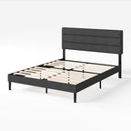 ZINUS Full Piper Upholstered Platform Bed with Horizontal Paneled Headboard, Wooden Slat Support, No Box Spring Needed, Easy Assembly, Eco Friendly Packaging, Dark Grey