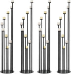 Set of 4 Floor Candle Holders,9 Arm Candle Holder for Fireplace Decoration,Black Metal Candle Stick Holders for Pillar Tealight Candles on Home Derecotion