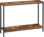 HOOBRO Console Table, 47.2" Narrow Entryway Table, Industrial Sofa Table with Shelf, Entrance Table for Living Room, Hallway, Foyer, Corridor, Office, Metal Frame, Rustic Brown and Black BF20XG01G1