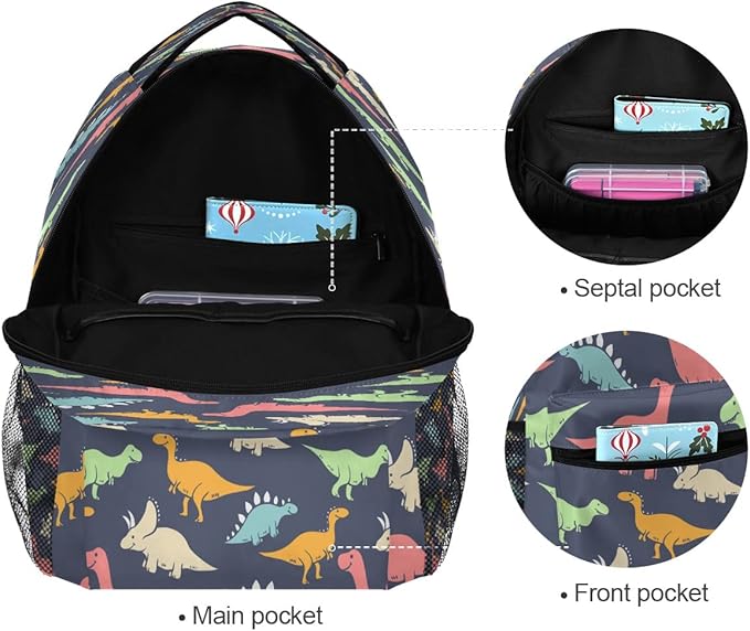 Custom Children's Name School Backpack Personalized Schoolbag Colorful DinosaurTravel Bag for Teens Girls Boys