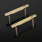 Knurled Cabinet Pulls 2 Pack, 4 Inch Long Cabinet Handles Metal Door Pulls, Kitchen Drawer Pull Knurled Dresser Handles - 3" Hole to Hole, Golden