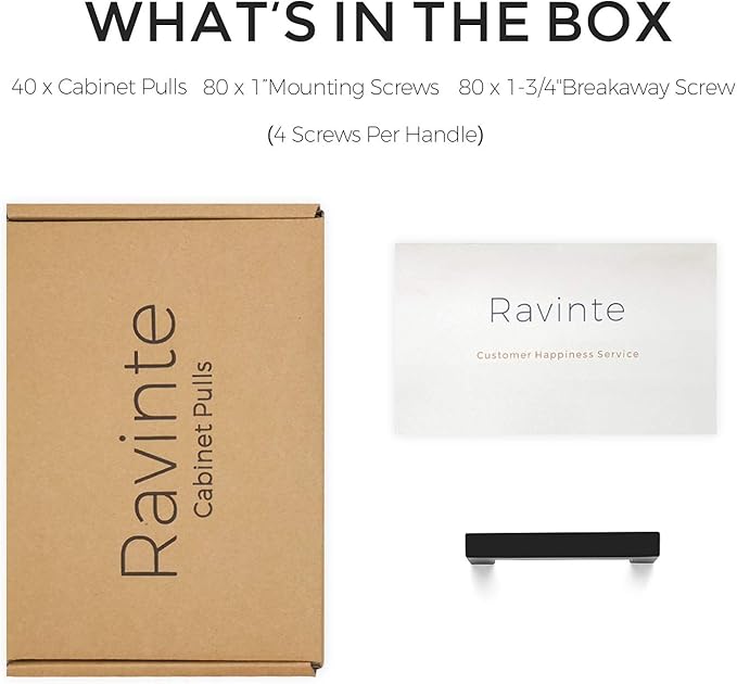 Ravinte 40 Pack 3 Inch Square Cabinet Handles Matte Black Drawer Pulls Kitchen Hardware