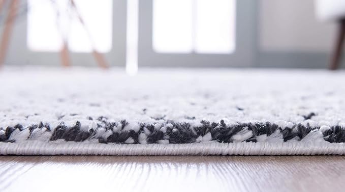 Rugs.com Morocco Collection Rug – 6 Ft Runner Ivory High-Pile Rug Perfect for Hallways, Entryways