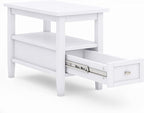 SIMPLIHOME Warm Shaker SOLID WOOD 14 inch Wide Rectangle Transitional Narrow Side Table in White for the Living Room and Bedroom