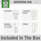 Hunter 51314 Aerodyne Ceiling Fan 52 inches Matte Black