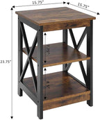 Convenience Concepts Oxford End Table 15.75" - Modern Living Room Table with Storage Shelves, Transitional Nightstand Side Table for Home Decor and Display, Barnwood/Black