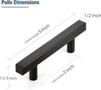 JOY DECOR 30 Pack 3 Inch Matte Black Square Cabinet Handles Stainless Steel Cabinet Hardware Pulls for Kitchen and Drawers with 5 Inch Overall Length
