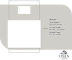 Linen Home 100% Cotton Percale Sheets Twin XL Size, White, Deep Pocket, 3 Pieces Set - 1 Flat, 1 Deep Pocket Fitted Sheet and 1 Pillowcase, Crisp Cool and Strong Bed Linen