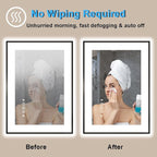 40"x32" Framed Bathroom Mirror with Lights, Motion Sensor Black Vanity Mirror Wall Mounted with 1.97" Front Light Source & Backlit, 3 Colors Dimmable Anti-Fog, Tempered Glass, HD Reflection