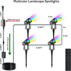 SUNTHIN Outdoor Landscape Lighting with Remote, RGBW Color Changing Spot Uplights,4 Pack